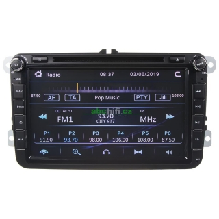 Autorádio pro VW, Škoda s 8" LCD, GPS, multicolor, ČESKÉ MENU