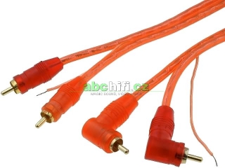 Signálový kabel 2 x RCA (cinch) 500 cm, 2 x úhlový cinch se spínáním zesilovače
