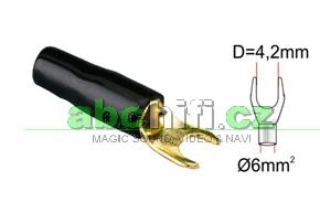 Kabelová vidlička 4,2 mm pro kabel 6 mm2 - černá izolace